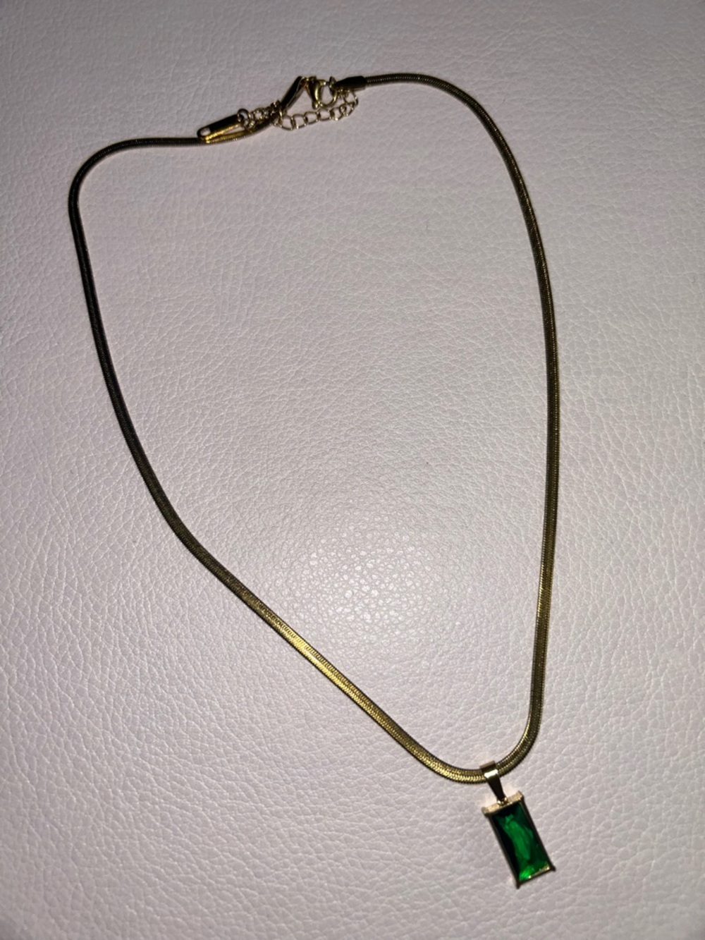 Rectangular Emerald Green Gemstone Gem Pendant 18… - image 4